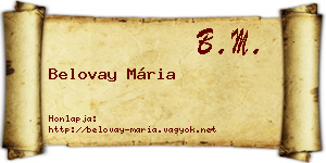 Belovay Mária névjegykártya